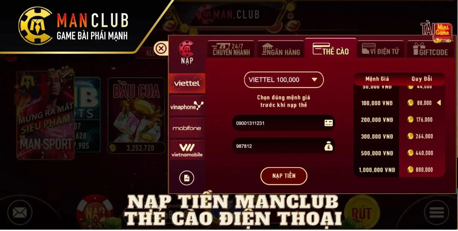 Nạp tiền Manclub