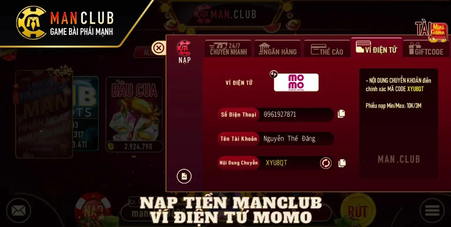 Nạp tiền Manclub